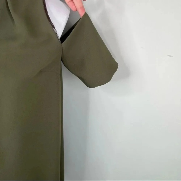 TOPSHOP Dark Green Keyhole Cold Shoulder A Line Dress Size 6 - Picture 5 of 11